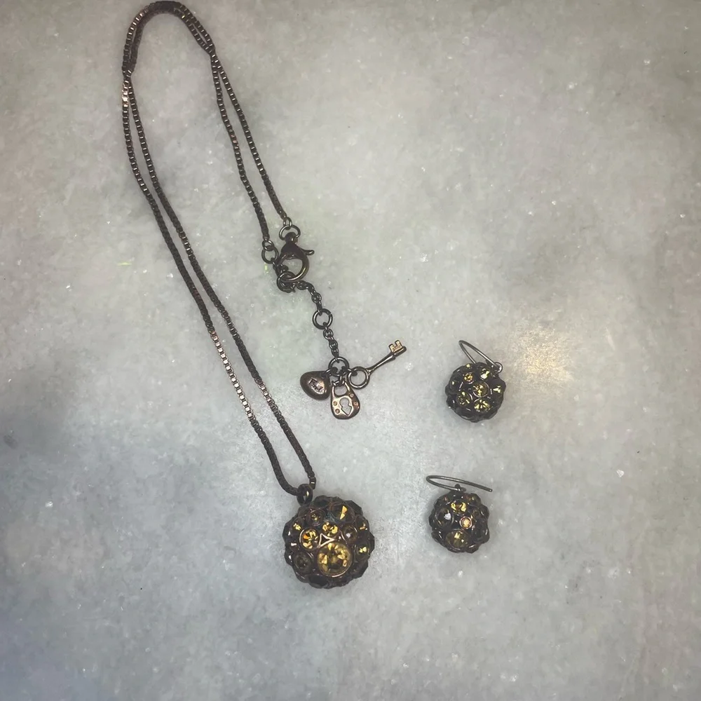 Fossil Necklace and Earrings Set B1417 - Picture 2 of 3